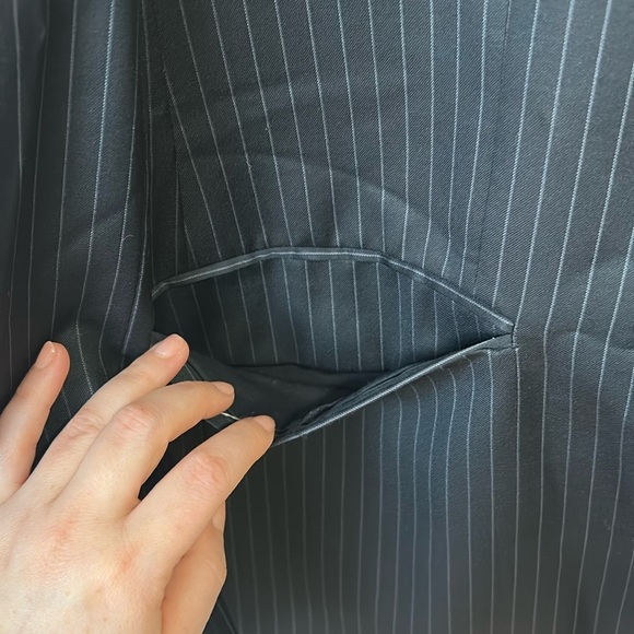 Ralph Lauren 100% wool Black Pinstripe Classic Fit Suit Jacket Blazer Sports 46L - Picture 2 of 11